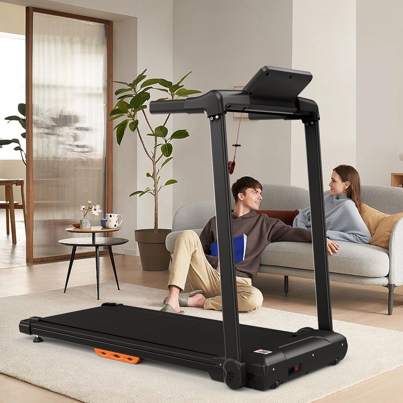 Klappbares Laufband für den Heimgebrauch, bis zu 12 km/h, belastbar bis 120 kg, Tablet-Halterung, App-kompatibel, LED-Display_voghion.com