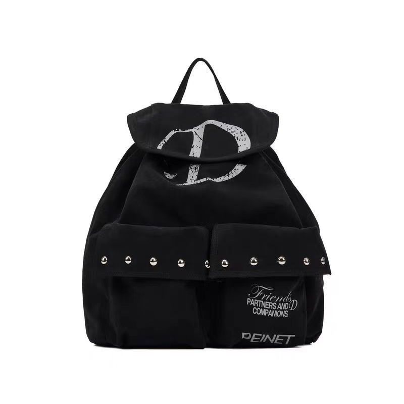 2025 Fall/Winter New Backpack Drawstring Pocket Canvas Large Capacity Backpack Versatile_voghion.com