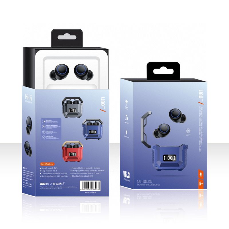 New touch private mold metal texture luminous mecha style TWS Bluetooth earphones mini wireless enc noise cancelling_voghion.com