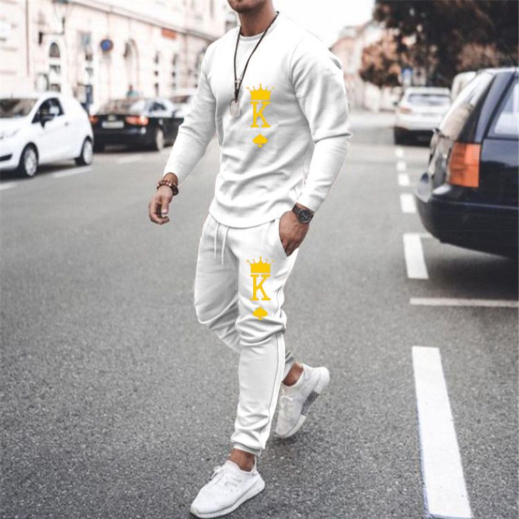 Men's Autumn Winter Sweatshirts Long Sleeve T-shirt Sets Letter Printed Men's Oversized Clothing T-shirt Fits Fashionable Sportswear Two Piece Set_voghion.com