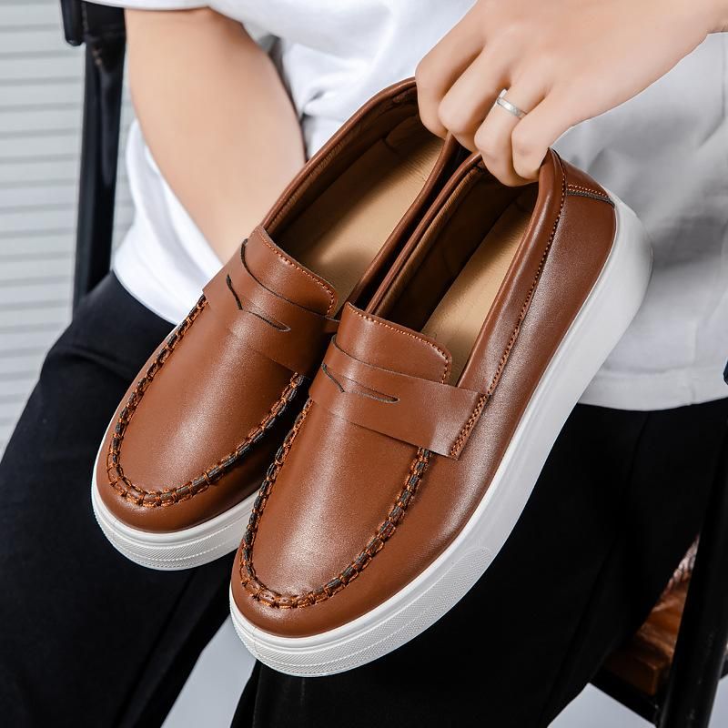 Mode Britische Mode Plattform Slip-on Leder Herren Loafer Frühling Herbst Designer Neue Weiche Sohle Weiches Leder Herren Abendschuhe_voghion.com