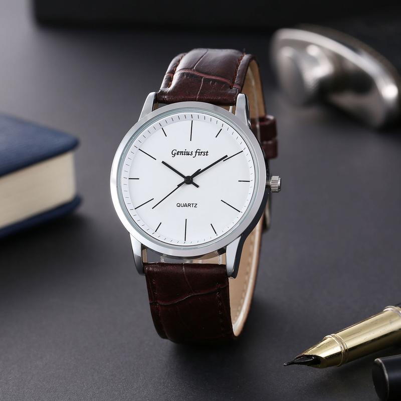 Alloy Couple Leather Strap Student Unisex Quartz Wristwatches Matching Watches_voghion.com