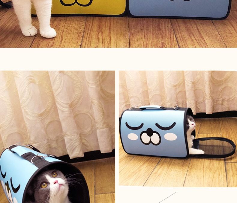 Sac à main respirant pour chat mignon de dessin animé, nouveau sac pour animaux de compagnie, sac à bandoulière portable en tissu Oxford pour chien pour une utilisation en extérieur_voghion.com