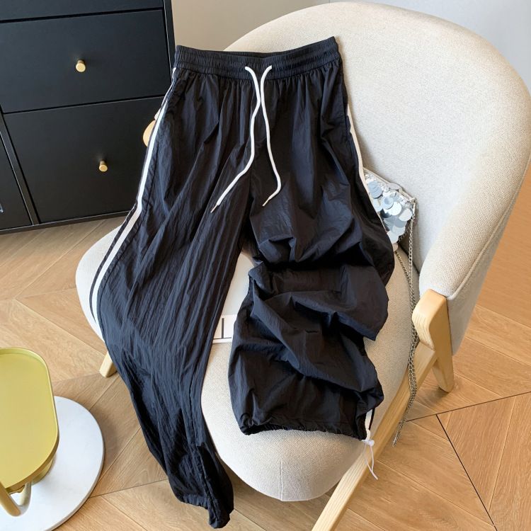 Pantaloni sportivi casual da donna, estivi, con elastico in vita e coulisse, nuovi design, larghi e larghi._voghion.com