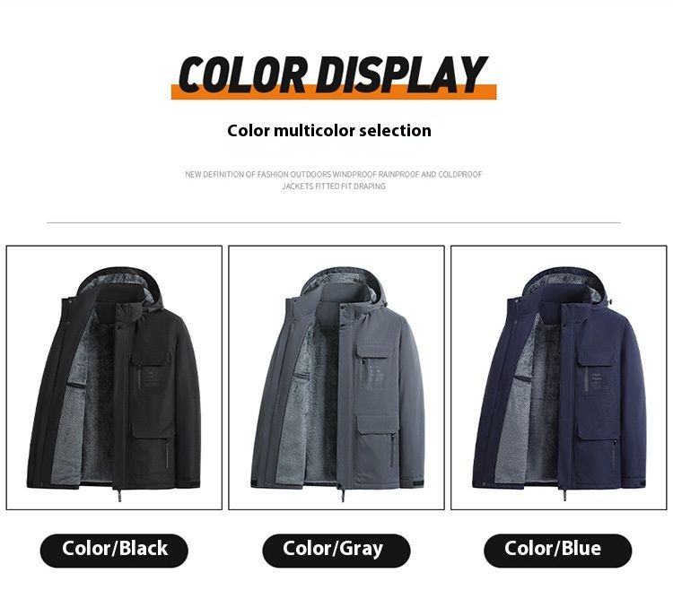 Autumn and Winter Outdoor Mountaineering Jacket with Thickened Fleece for Men, Sports Snow Warmth Hoodie Cross border_voghion.com
