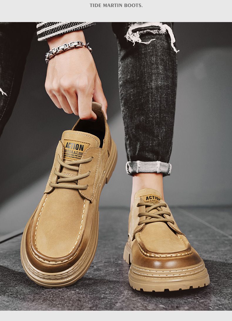 Derby Herbst British Business Casual Leder Herren Formelle Arbeit Dicke Sohle Niedrig geschnitten Martin Trendy Schuhe_voghion.com