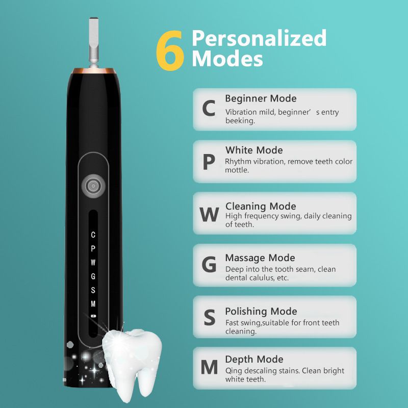 6-speed 4-head Sonic Toothbrush For Adults With Waterproof Charging_voghion.com