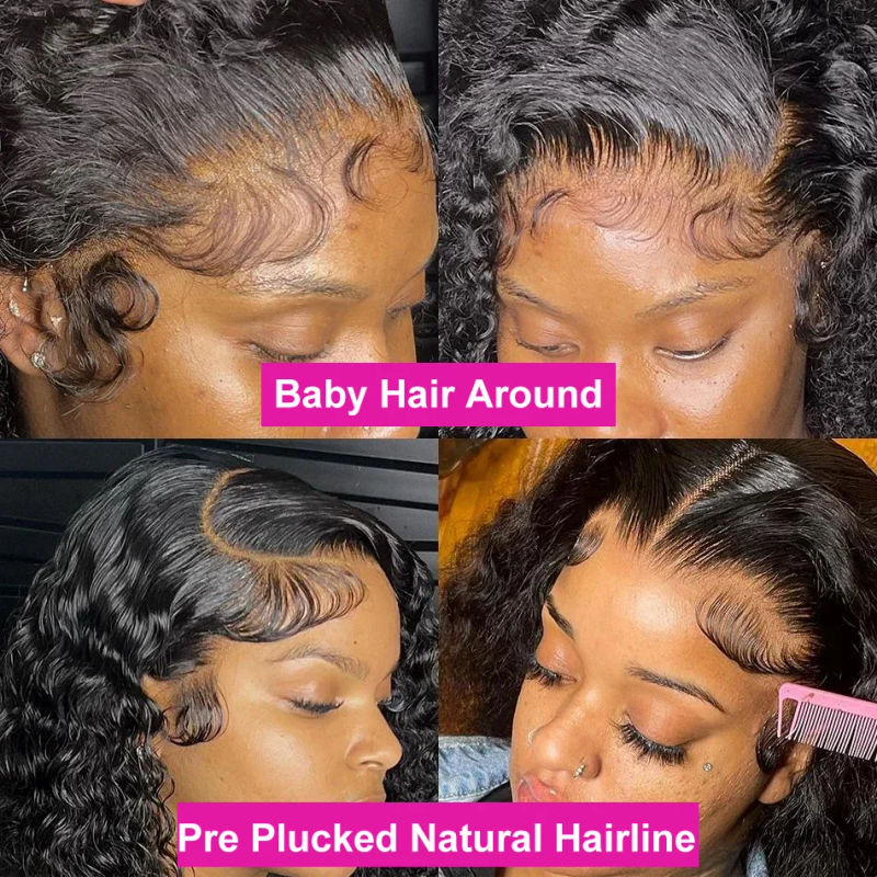 Peruansk Remy Dypbølget Ekte Hår Kort Bob Lace Frontal Parykk_voghion.com