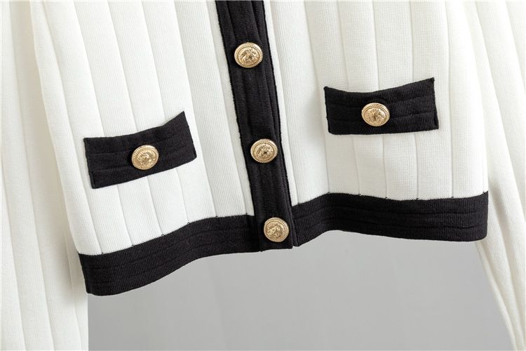 Roupas femininas terno saia temperamento senhora saia malha cardigan vestido de duas peças_voghion.com