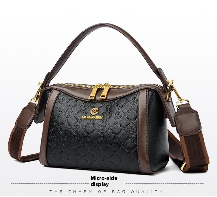 Borsa a tracolla classica da donna di grande capacità, semplice borsa a tracolla singola quotidiana, borsa versatile in morbida pelle multistrato tinta unita_voghion.com