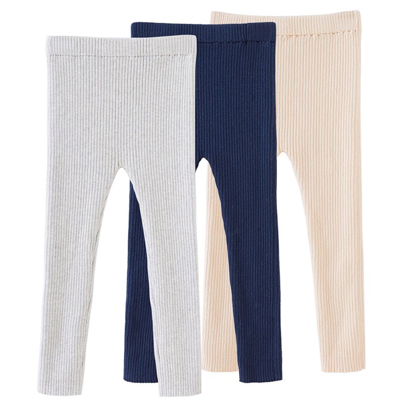 Korean Style Striped Knit Leggings For Girls 8-16 Years - Soft Elastic Waist, Comfortable & Stylish_voghion.com