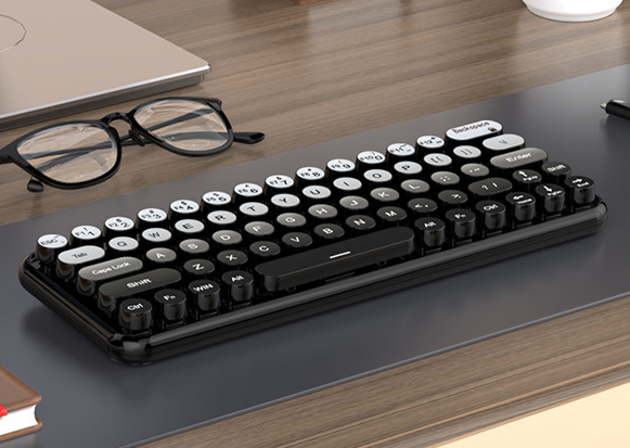 Girls Office Three-Mode Wireless Bluetooth Mouse Set Gradient Color Computer Laptop Membrane Mechanical Keyboard_voghion.com