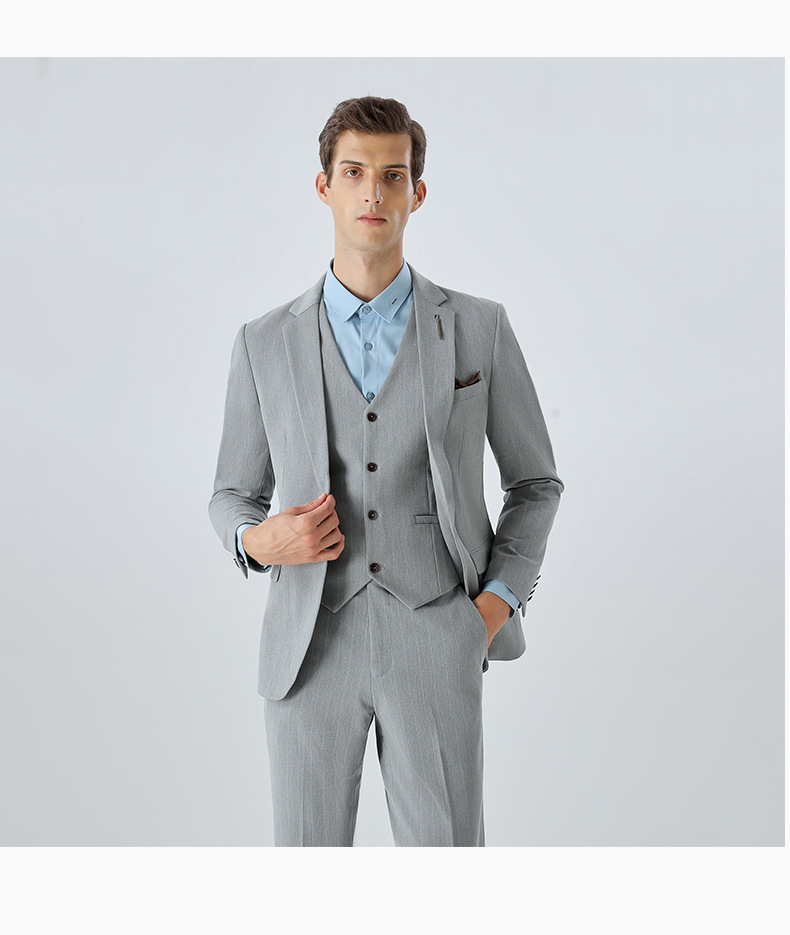 Men's Slim Fit Suit Set With Stripes - Formal Business Blazer & Pants For Wedding, Office & Special Occasions (Black, Gray, 7XL Sizes Available)_voghion.com