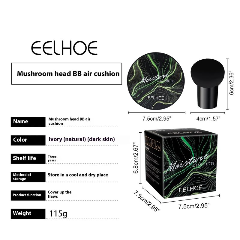 EELHOE Mushroom Head Air Cushion BB Cream Mushroom Air Cushion Covers Facial Defects and Brightens Nude Makeup Foundation Make-up_voghion.com