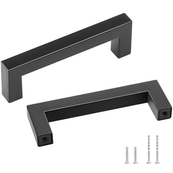 10 Pack Cabinet Pulls, 3.86in / 96mm Center To Center Slim Square Kitchen Cabinet Drawer, Stainless Steel Modern Kitchen Cupboard Door Handles For_voghion.com