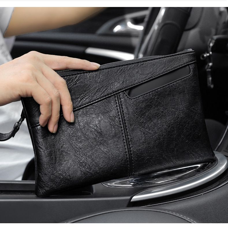 Bolso de mano para hombre, tipo sobre, de piel suave y gran capacidad, para teléfono móvil, tipo cartera (2006)_voghion.com