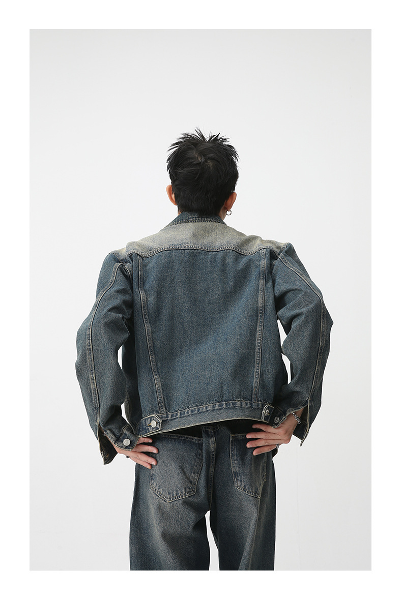 Herre vårlig denimbukser, jakke, dress, vintage_voghion.com