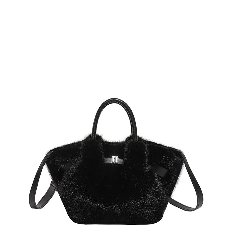 Borsa a tracolla semplice e personalizzata, nuova borsa a secchiello in peluche casual da donna, autunno 2025_voghion.com