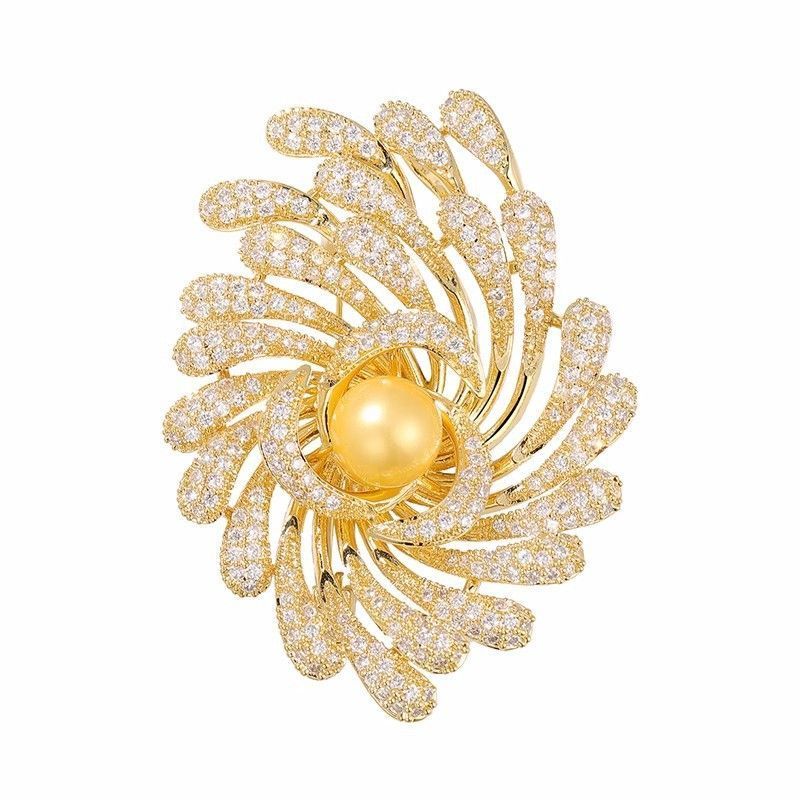 Luxuriöse Brosche mit atmosphärischem Feuerwerk, hochwertige Retro-Perlenbrosche für Damen, leichte Luxus-Nischen-Premium-Anstecknadel, Anzug-Accessoires_voghion.com