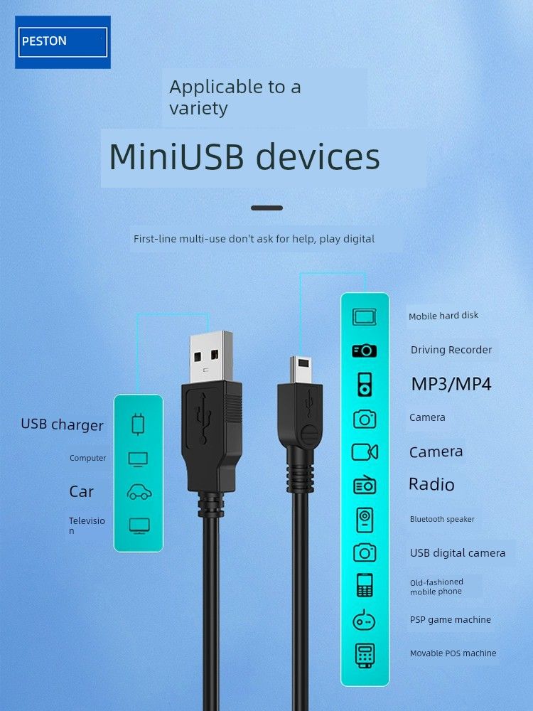 Unbeatable Quality Extension Male To Female MP3 5P Trapezoidal T-Shaped Plug Charging Mini USB Data Cable Manufacturer_voghion.com