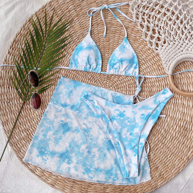 Bikini tie-dye outer swimsuit bikini swimsuit women's split swimsuit explosive swimsuit_voghion.com