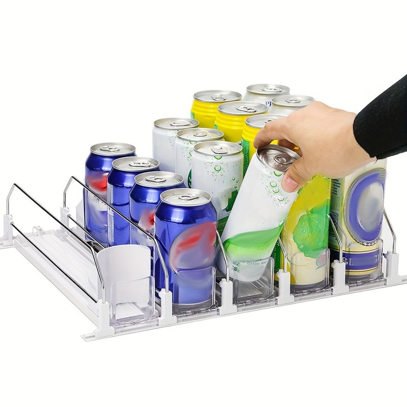Frigorifero da bar bianco con organizer per bevande, divisori a doppio livello e distributore di lattine di soda - Design salvaspazio_voghion.com