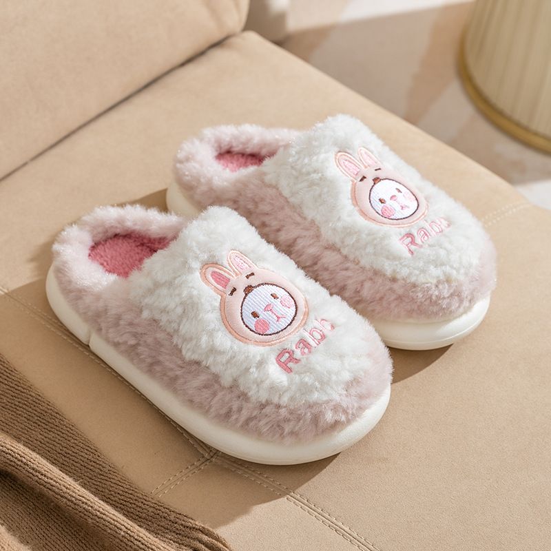 MTX Herbst-Winter-Paare Eltern-Kind-Innen rutschfeste warme Herren- und Damen-Umstandshausschuhe aus pelziger Baumwolle_voghion.com