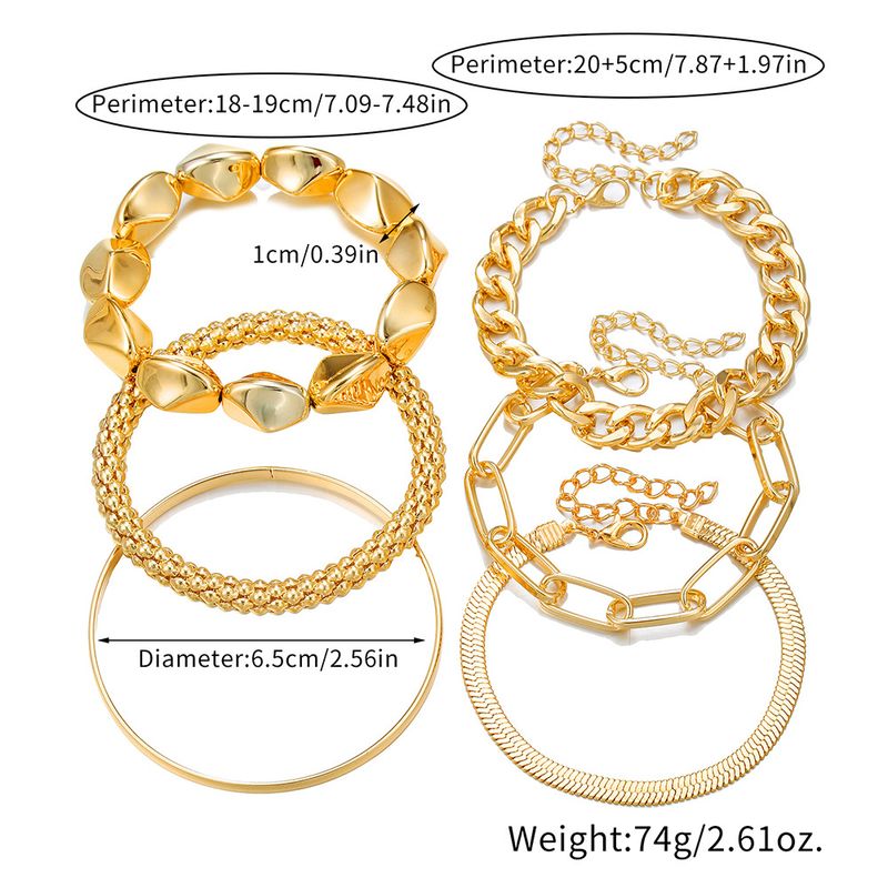 Corn NK Chain Personality Bracelet Set Creative Simple Multi Layer Stacking Geometric Bracelet 6 Piece Set_voghion.com