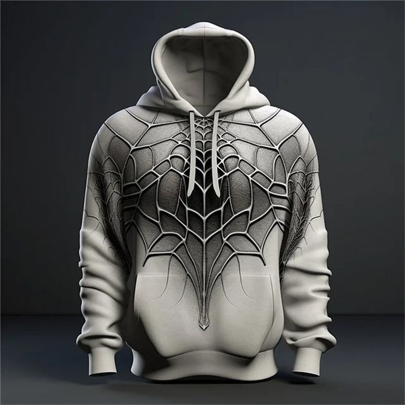 Felpe con cappuccio da uomo con motivo ragno, a maniche lunghe, autunno inverno, stampa 3D, street hip hop, taglie forti, 6XL_voghion.com