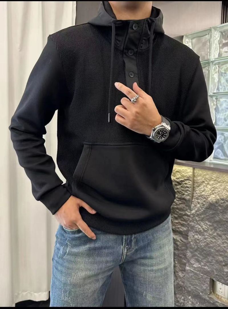 Novo moletom masculino outono inverno versátil estilo simples e preguiçoso patchwork manga comprida_voghion.com