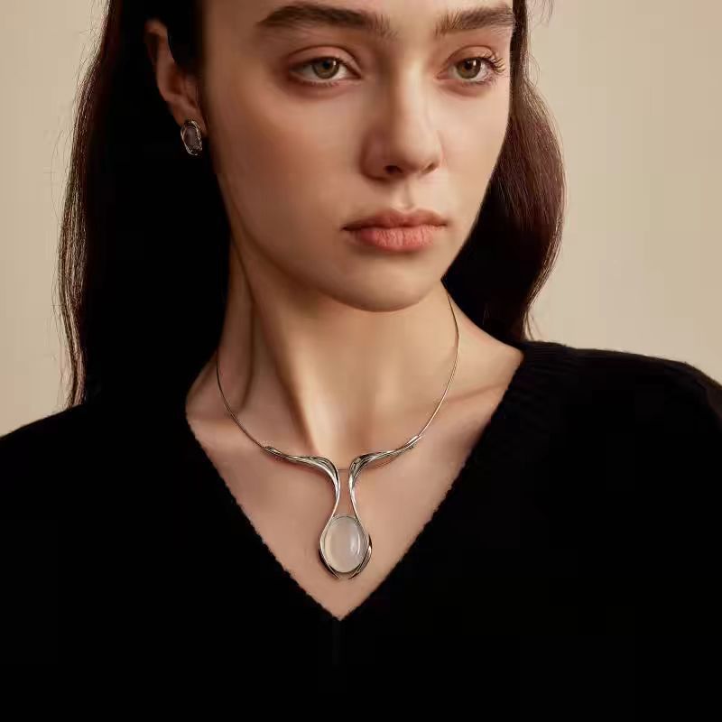 Jewelry Ladies Gold Silver Jewelry Metal Electroplating Jewelry Geometric Water Drop Necklace Accessories Women's Clavicle Neck Chain Chocker High En_voghion.com