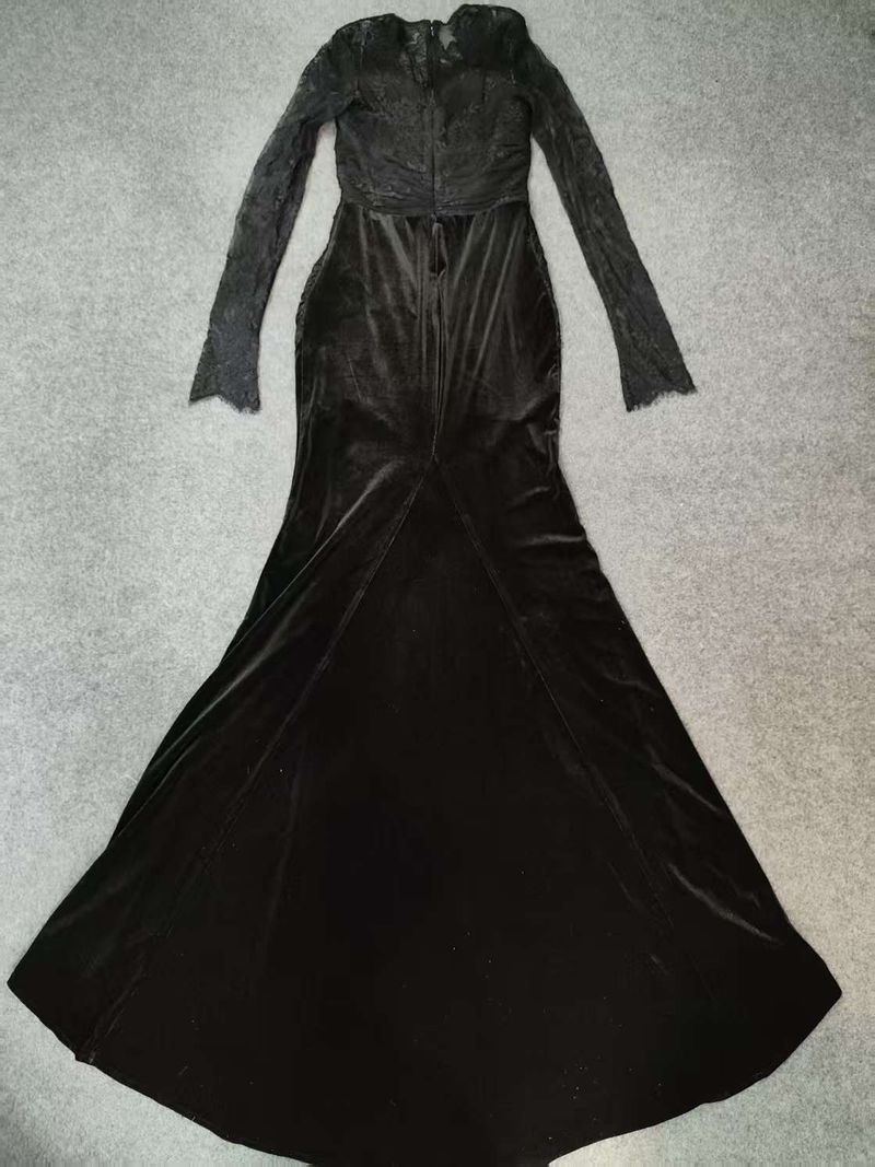Elegant Mermaid Evening Gown With Long Sleeves – Slim Fit U-Neck Formal Dress For Parties & Special Occasions_voghion.com