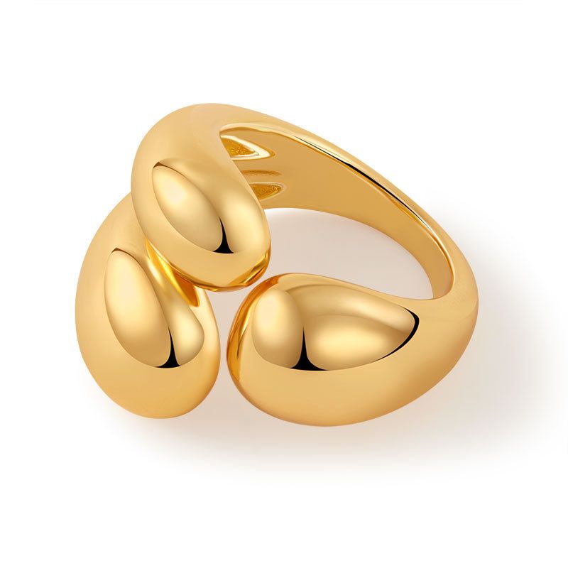 Heavy metal color preserving love ring copper plated with K real gold stacking fashion irregular texture retro ring_voghion.com
