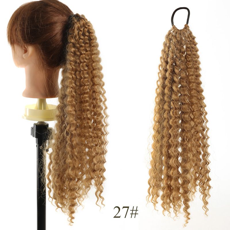 Parrucca africana in pelle con coda di cavallo in fibra chimica sintetica per donna, capelli ricci estesi, coda di cavallo avvolgente da 50 cm_voghion.com