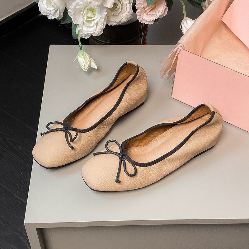 Zierliche Halbschuhe im sanften Stil, vielseitige flache Ballettschuhe mit weicher Sohle und verstecktem Absatz für alleinstehende Frauen, Oma-Eierrollenschuhe_voghion.com