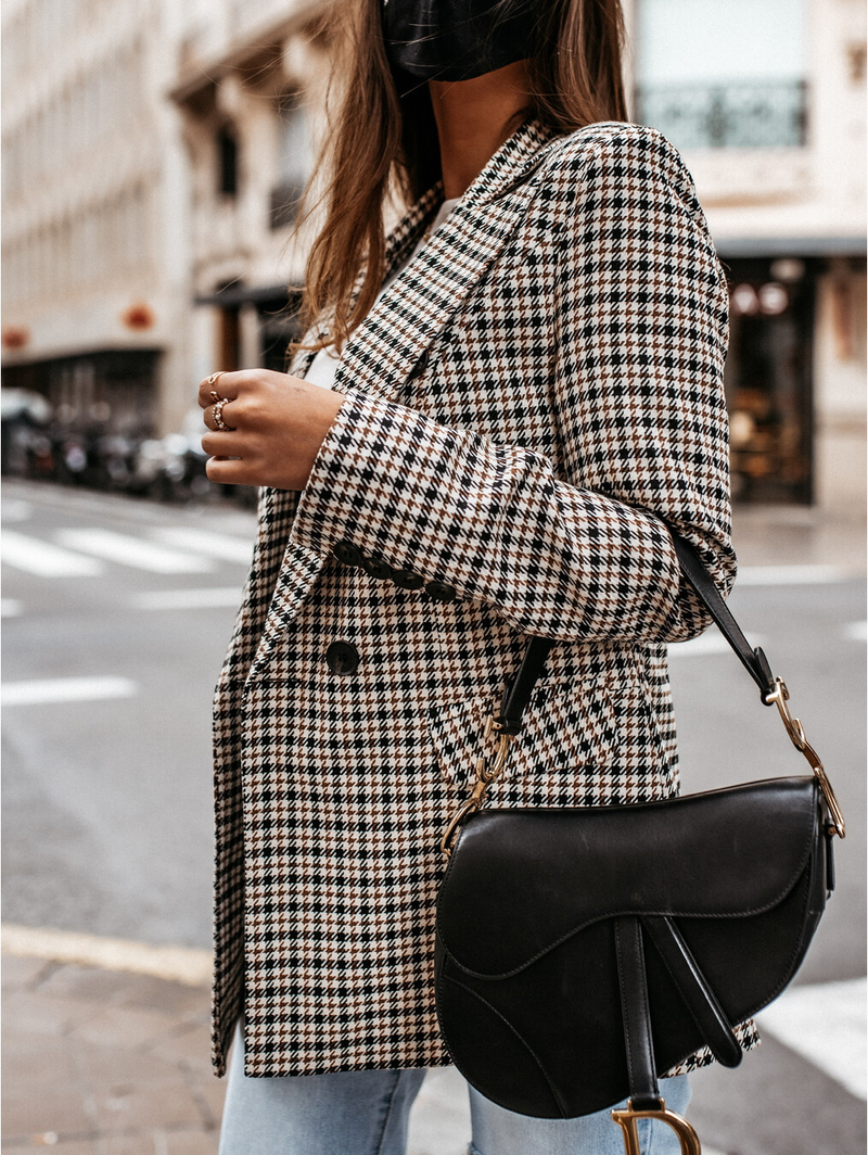 Blazer scozzese popolare per abbigliamento femminile_voghion.com