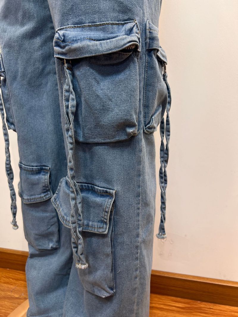Damenbekleidung Neues Tube Top Multi Pocket Workwear Jeans Jumpsuit Anzug Multi Button_voghion.com