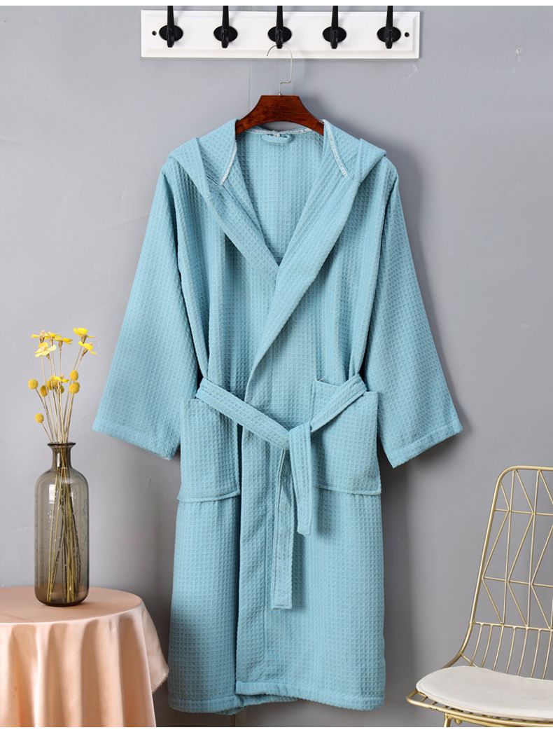 Bath Towels Hotel Bathrobe Waffle Thin Polyester Brocade Absorbent Quick Drying Nightgown_voghion.com
