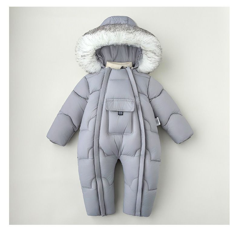 Baby Winter Puffer Jumpsuit – Warmer einteiliger Schneeanzug mit Kapuze (0–4 Jahre, Schwarz/Rosa/Rot/Grau)_voghion.com