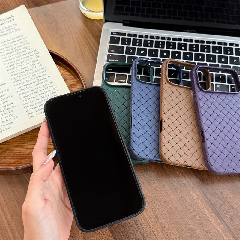 Luxury Weave Pattern Phone Case For IPhone 17 Air 16 15 Plus 14 13 12 Pro Max Braided Textured Breathable Shockproof Back Cover_voghion.com