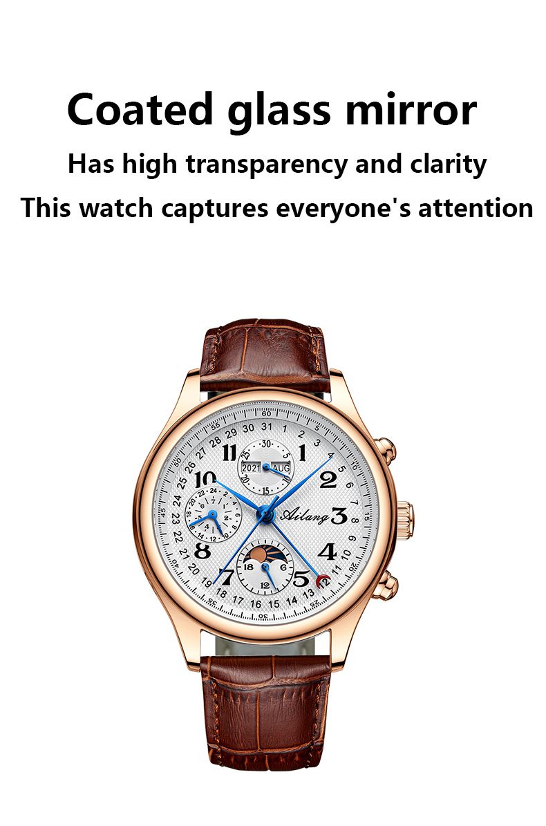 AILANG - Relojes mecánicos automáticos para hombre, reloj de pulsera impermeable con fecha y fase lunar, reloj deportivo de lujo para hombre, regalo para hombre_voghion.com