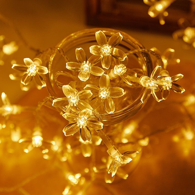 Kersenbloesem LED-lichtsnoer met batterij/USB-voeding - 3M 20LED's waterdichte binnenverlichting voor slaapkamer, kerst, feestdecoratie_voghion.com