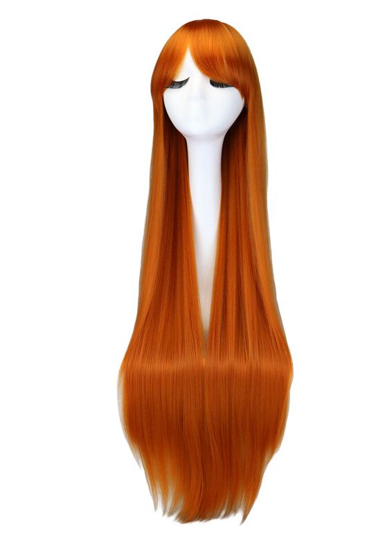 Kuum müüdav pikk sirge cosplay parukas lilla must punane roosa sinine tumepruun 100 cm sünteetilised juuksed parukad_voghion.com