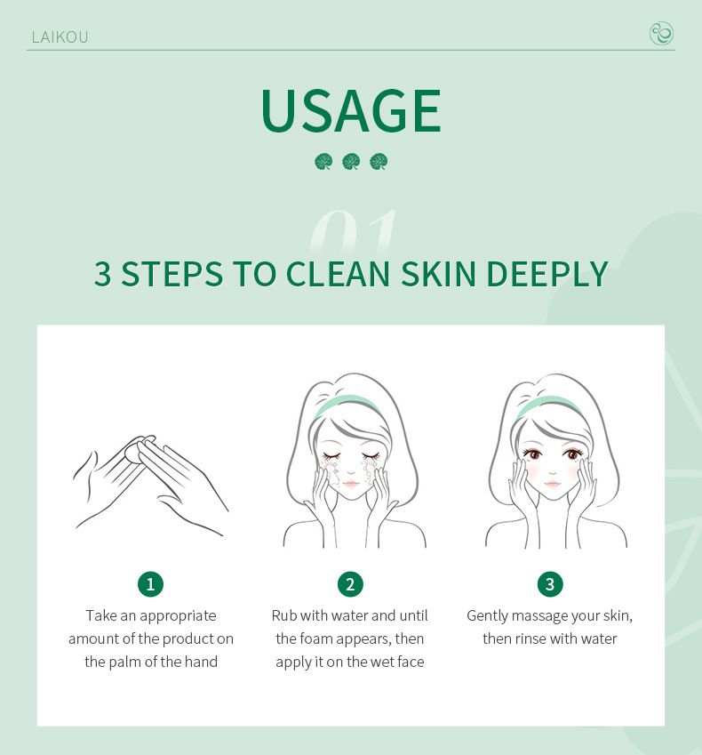 LAIKOU Centella Asiatica Facial Cleanser 50g Hydrating Moisturizing Refining Pore Cleanser_voghion.com