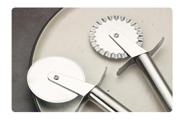 Stainless Steel Pizza Multi-Functional Kitchen Baking Tool Single Double Wheel Round Roller Cutter_voghion.com