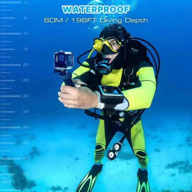 Klarer PC 60M Unterwasser-Tauchkoffer Tauchzubehörkäfig Kompaktes wasserdichtes Gehäuse für GoPro 11 Mini Black Action_voghion.com