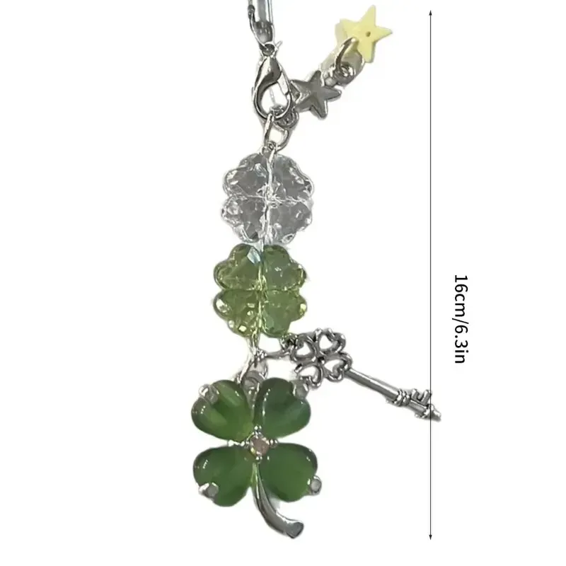 Peen Lucky Leaf telefoni ripats Moodne telefonikett Armas neljaleheline ristikheina võtmehoidja seljakott Kaunistus Aksessuaarid Kingitused_voghion.com