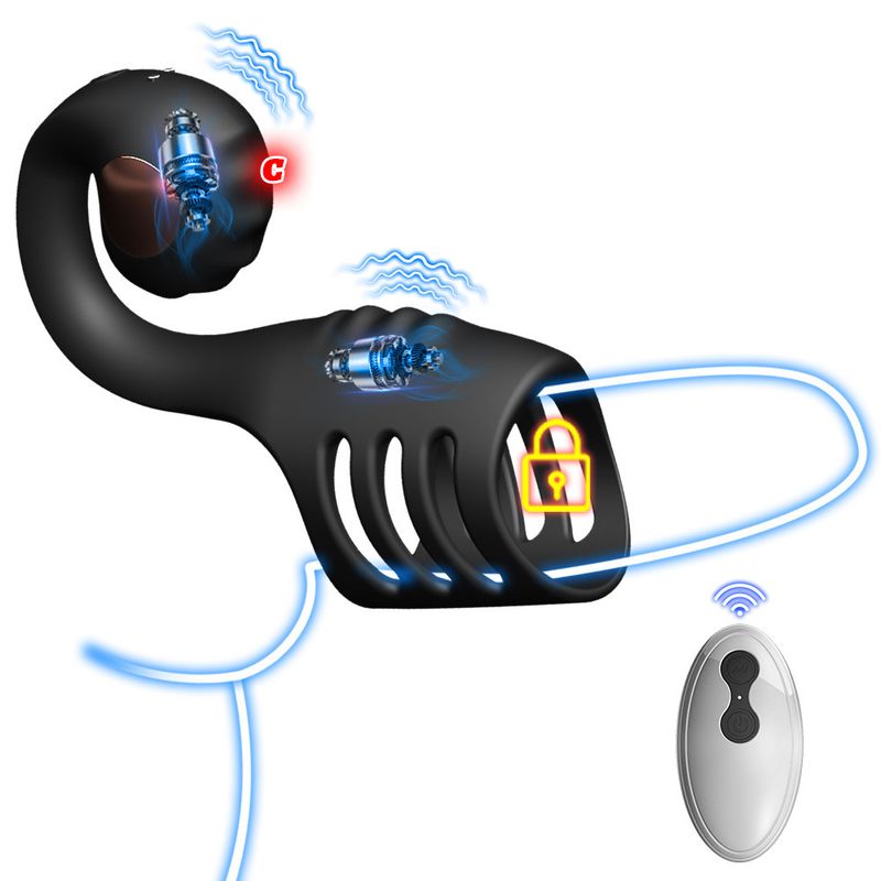 Hippocampus Dual Shock Lock Set, masturbatore indossabile con ritardo di vibrazione e telecomando per uomo, prodotti per adulti. Produttori_voghion.com