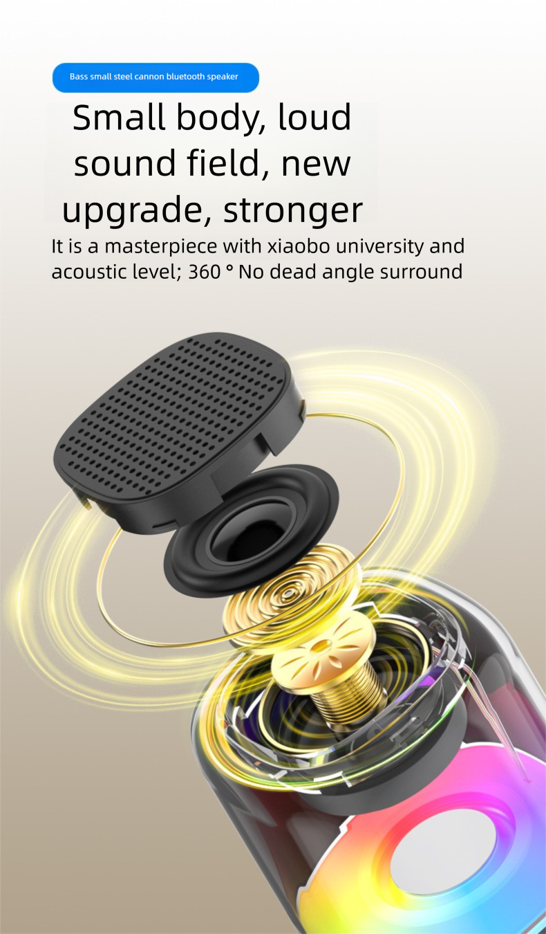 Wireless Bluetooth Portable Outdoor Indoor RGB Colorful Lights Subwoofer Advertising Gift Small Speaker_voghion.com
