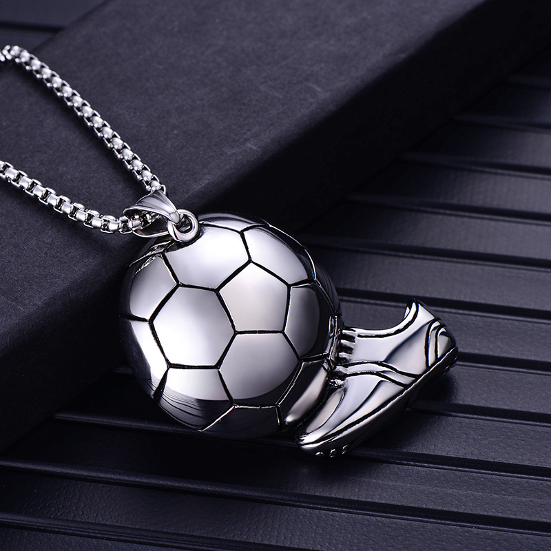 Fashion Soccer Shoe Sneaker Pendant Necklace Football Stainless Steel Chain Necklaces For Men Hip Hop Sports Charm Jewelry_voghion.com